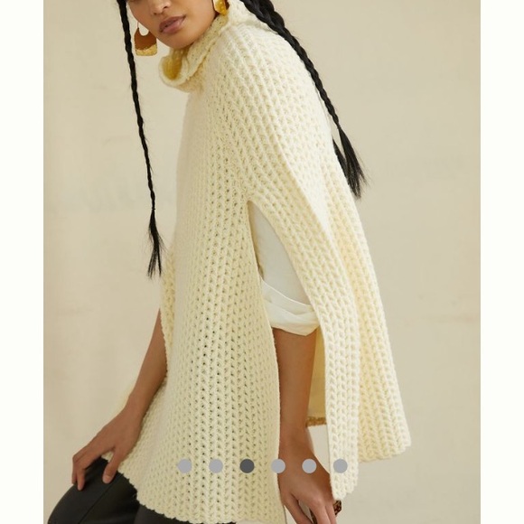 NWT Anthropologie Bell Sleeved Turtleneck Poncho One Size Cream - Picture 6 of 11